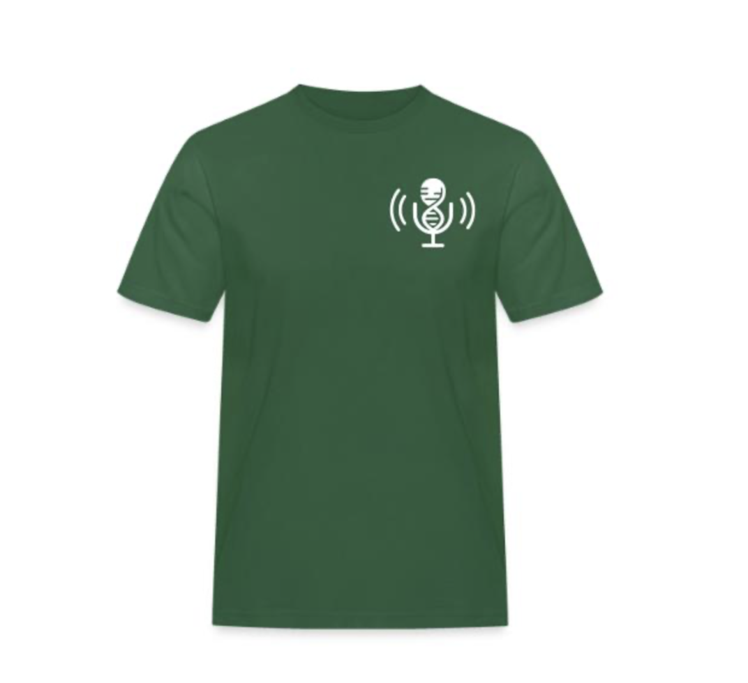 Transcribed Logo T-Shirt — dark green with white logo print